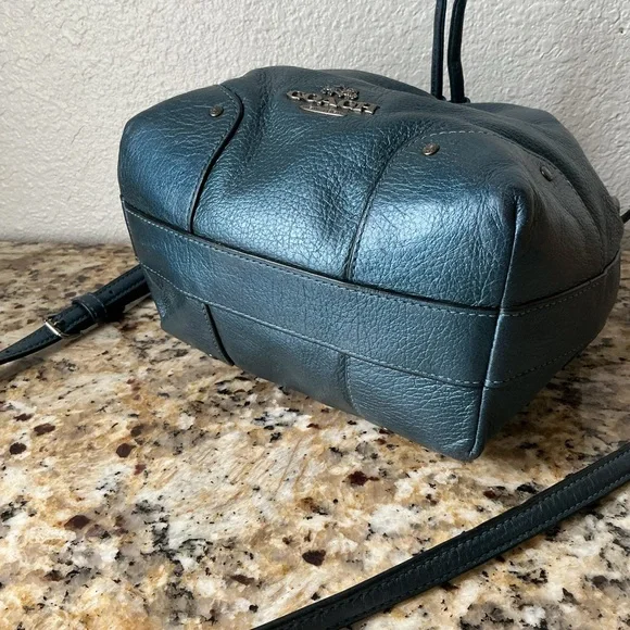 Coach Metallic Blue Leather Small Bucket Crossbody Bag - Picture 5 of 9